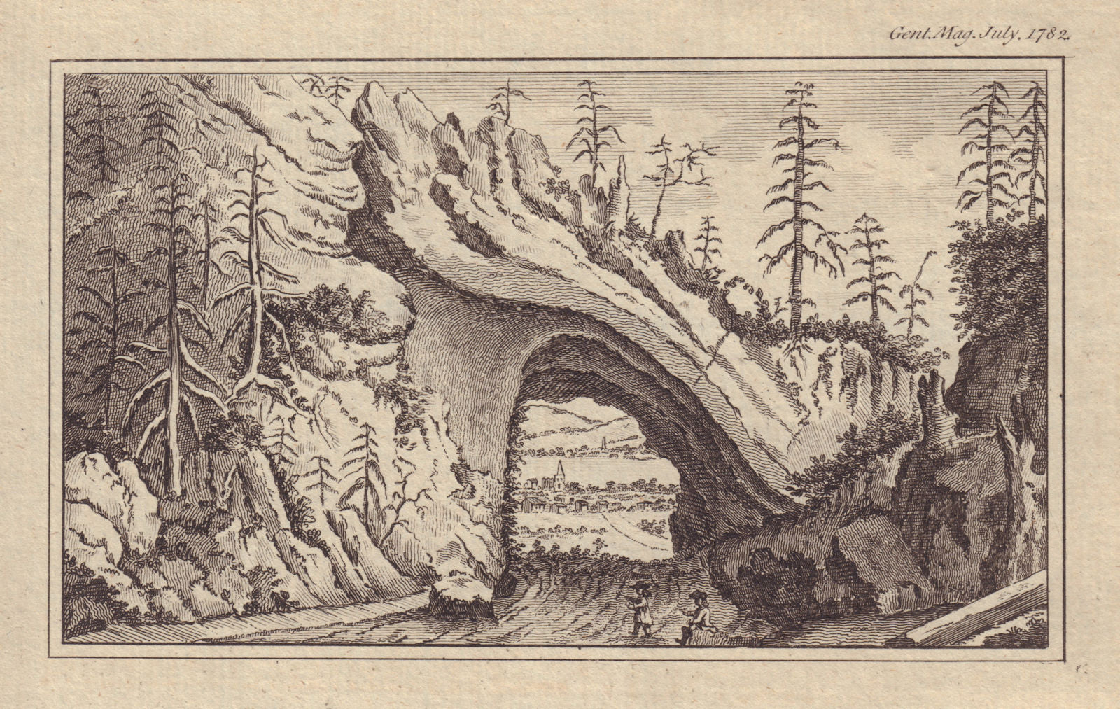 View of Pierre Pertuis. Switzerland. Tavannes. GENTS MAG 1782 old print